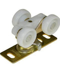 Close-up of a nylon hanger from 1 Door Wall Mount Sliding Barn Door Hardware Kit With Nylon Hangers, 72 Inch Track, Top Hung System