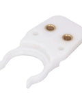 Heavy Duty Abs Tool Clamp For Cnc Machines Robust Precision Auto Fixing Jig with dual brass inserts and a white ABS body for secure workholding.