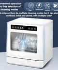 Portable Countertop Dishwasher Cranking Eight Place Settings On Five Custom Wash Cycles High Temp Dry Dual Spray Arms, showcasing multiple cleaning modes.