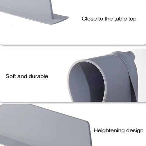 Silicone Sink Splash Guard Keeps Mess In Check, Sink Flaps Heighten Countertop Edges, Durable Dark Gray Kitchen Accessory, Splash Proof Barrier For Household Use, close-up of soft, gray silicone material