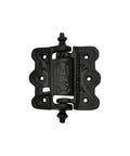 Heavy Duty Cast Iron Self Closing Spring Door Hinge Four Inch Black Powder Coated Finish, top view showcasing antique design.