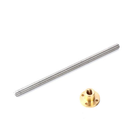Lead Screw T30x6 With Brass Nut 30mm Stainless Steel Threaded Rod 6mm Pitch Trapezoidal Screw For 3D Printers And CNC Machines Stepper Motor Drive