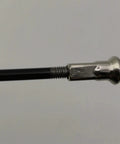 Close-up view of 184mm spoke tip from Sixteen Pack 12G Two Point Six Millimeter J Bend Round Body Black Wheel Spokes For High Speed Electric Bikes