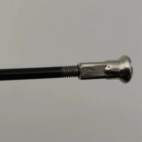 Close-up view of 184mm spoke tip from Sixteen Pack 12G Two Point Six Millimeter J Bend Round Body Black Wheel Spokes For High Speed Electric Bikes