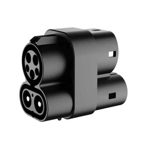 Heavy Duty CCS1 to CCS2 EV Charger Adapter DC Fast Charging Connector rated at 1000V and 250A, featuring a compact housing.