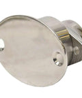 Close-up of Magnetic Door Catch M5-7A-4261-8 Surface Mount 316 Stainless Steel Marine Door Hardware, polished finish.