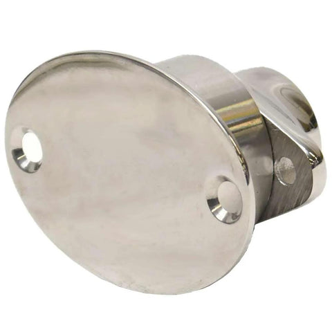 Close-up of Magnetic Door Catch M5-7A-4261-8 Surface Mount 316 Stainless Steel Marine Door Hardware, polished finish.