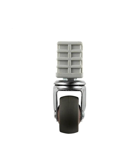 Front view of single wheel from Pack Of 4 Beefy 1.5 Inch Square Tube Wheel Casters With Stainless Steel Silent Brake For Universal Rack