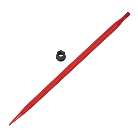 49 Inch Bale Spear With 3000 Lb Capacity Red Coated Bale Forks Hay Spike For Buckets Tractors And Loaders, hex nut included