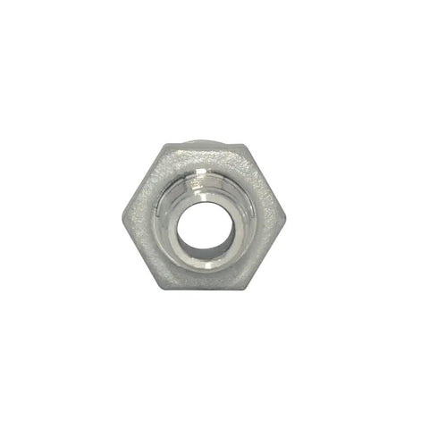 Half Inch To Quarter Inch Stainless Steel NPT Reducing Nipple Fitting Hex Reducer, Male Threads On Both Ends, SS304 Plumbing Adapter For Pipe Size Change, Heavy Duty, 150 PSI At 70 F, Rust And Corrosion Resistant, front view