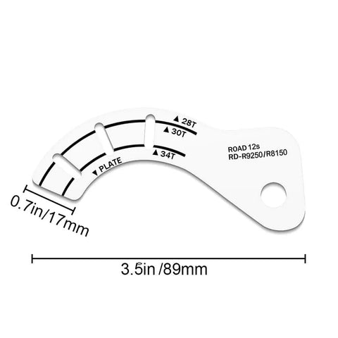 Bicycle Rear Derailleur Chain Gap Gauge Tool For RD9250 8150 7150 Bikes, metal alignment plate with measurements.