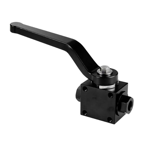 1/8 Inch NPT Aluminum Inline Shut Off Valve For Brake Lines Lock Billet Black Anodized High Performance 6061 T6 Fits Brake Fluid Water Fuel Oil Air Lightweight Durable No Fuss