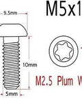 Rad Ultra Lightweight M5x10 Titanium Disc Brake Bolts With Torx T25 Drive And Anti Vibration Rubber Inserts Perfect For Gnarly Trails To Keep Your Sick Bike Setup Locked In And Rolling Smooth, showing dimensions and T25 drive design.