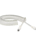 Coiled oxygen tubing with white plastic connectors at each end, clear tubing, 12 ft long.
