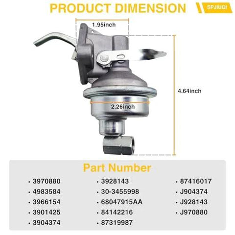 Beefed Up Fuel Lift Pump For Cummins 4B 4BT 4BTA 6B 6BT 6BTA Engines Compatible With 1989 1993 Dodge 5.9L Diesel and Ford Trucks