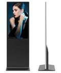 Top Tier 49 Inch Interactive Digital Signage Floor Standing Kiosk With 10 Point Infrared Touch Screen And Legit Crisp Full Hd Display Monitor in profile view.