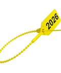 Heavy Duty 2026 Dated Fire Extinguisher Tamper Seals Yellow Zip Ties 9 Inch UL Rated for securing fire equipment.