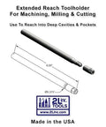 Extended Reach Tool Holder For CNC Machining And Milling, Holds 1/8 Inch Tool Bits, 3/8 Inch Shank, Six Inch Length, Deep Access End Mill Holder