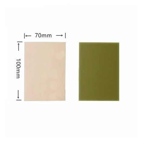 Do It Yourself Copper Clad Laminate FR4 PCB Board 7x10 cm Single Sided For DIY Electronics Projects, showing front and back sides