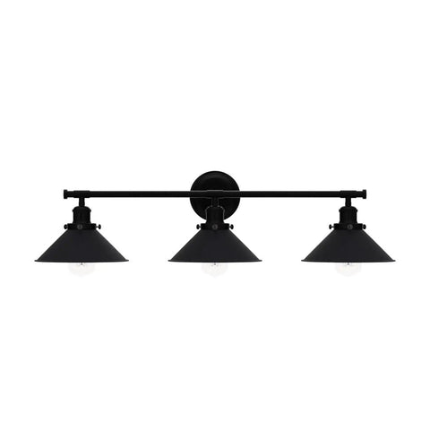 Three Light Bathroom Light Fixture With Black Metal Shade Industrial Indoor Wall Mount Sconce For Modern Homes Dope Look
