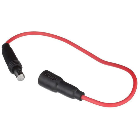 Heavy Duty Watertight Inline Fuse Holder 10 Amp With Nickel Plated Brass Plug, red wire with fuse for reliable marine circuit protection.