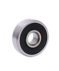 Deep groove ball bearing with double rubber seal, pre-lubricated, 3/8 x 7/8 x 9/32 in, metal outer race, silver finish
