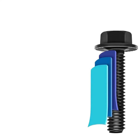 Beefy 830 Piece Carbon Steel Hex Flange Bolts Kit For Furniture, corrosion resistant coated bolt with hex head and blue layers.