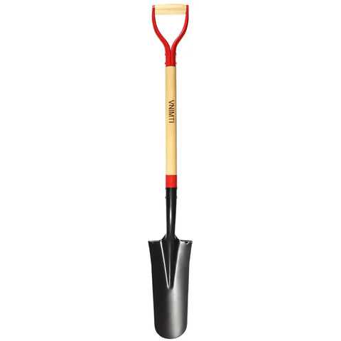 45 Inch Transplanting Spade For Digging And Planting With Steel D Grip And Wooden Handle, Narrow Root Plug Spade For Tight Spaces