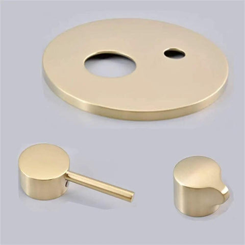 Smooth In Wall Shower Faucet With A Solid Handheld Sprayer And Single Handle Mixer designed circular backplate with handles.