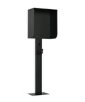 All Weather EV Charger Pedestal With Roof And Side Protection Built To Last Indoor Outdoor Charging Stand black front view