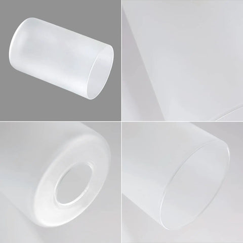 4 Pack White Frosted Glass Shade Replacements for Chandelier Pendant and Wall Sconce Lighting, close-up of cylinder shape