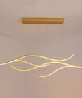LED Wave Shaped Chandelier Pendant Light 120CM Long Modern Island Dining Room Fixture With Creative Branch Design gold ceiling light