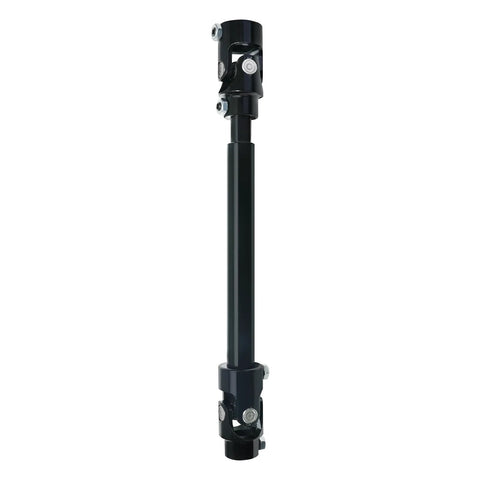 Side view of Accsoe steering shaft, black steel steering column with end joints.