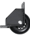 Side view of RH-9024BK-A Recessed Tilt Caster Black Powder Coat Finish, 16 Gauge Steel Housing, with polyurethane wheel, 100 lb capacity.