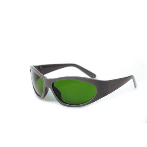 Heavy Duty Laser Safety Glasses No Bs Protection For Nd Yag 980Nm 1064Nm 1320Nm Operators With Od4 Plus Rating showing gray frames and green lenses.