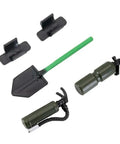 Epic One To Ten Scale Rc Trail Truck Accessory Featuring Tough Simulation Fire Extinguisher And Military Grade Recovery Shovel In Badass Green.