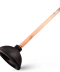 Heavy Duty Toilet Plunger With 18 Inch Wooden Handle Ultra Strong Suction Cup Rubber For Quick Clog Fixes Of Toilets And Drains