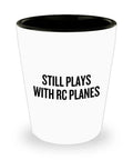 RC Aircraft Ceramic Shot Glass 1.5 Ounce White Porcelain Cup For Plane Nerds, Dishwasher Safe, Radio Controlled Aircraft Gift