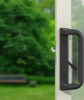 Black Patio Door Handle Set With Mortise Lock For Replacement Sliding Glass Doors, 3-15/16 Inch Screw Hole Spacing, 1006 Series