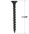 Heavy Duty Coarse Thread Drywall Screws With Phosphate Coating For A Boss Finish And Rock Solid Wall Holds, 1-5/8 inch length.