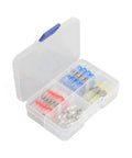 Hot Off The Press 50 Pack Solder Seal Wire Connectors Heat Shrink Tubing With Built In Solder Ring For Fast Wiring Jobs, clear case with assorted wire connectors