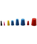 Solid Silicone Rubber Tapered Plugs Assortment Kit 125 Piece Heavy Duty Stopper Set For Painting Oiling And Hydraulic Impregnation Tasks That Hold Up To Heat And Wear Without Flaking Or Shrinking Out There. multicolor tapered silicone plugs in assorted sizes