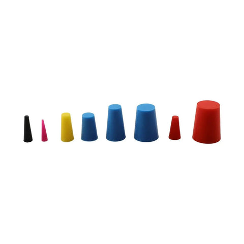 Solid Silicone Rubber Tapered Plugs Assortment Kit 125 Piece Heavy Duty Stopper Set For Painting Oiling And Hydraulic Impregnation Tasks That Hold Up To Heat And Wear Without Flaking Or Shrinking Out There. multicolor tapered silicone plugs in assorted sizes