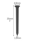 Super Tough 470 Pc Black Round Head Metal Tacks For Shoe Repair Upholstery And Craft Projects Heavy Duty Steel Industrial Hardware Fasteners, 1 inch long, 4.8mm round head.