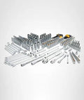 All In One 204 Piece Mechanics Tool Set With Quarter Inch, Three Eighths Inch, And Half Inch Drives, Deep And Shallow Sockets