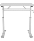 Smooth Hand Crank Standing Desk With 330 Lbs Heavy Duty Build and Effortless Manual Height Adjustment To Flex Your Home Office Vibe in crisp white.