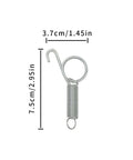 Metal spring latch hook for pet cage doors; 7.5 cm long, 3.7 cm wide