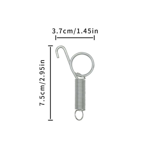 Metal spring latch hook for pet cage doors; 7.5 cm long, 3.7 cm wide