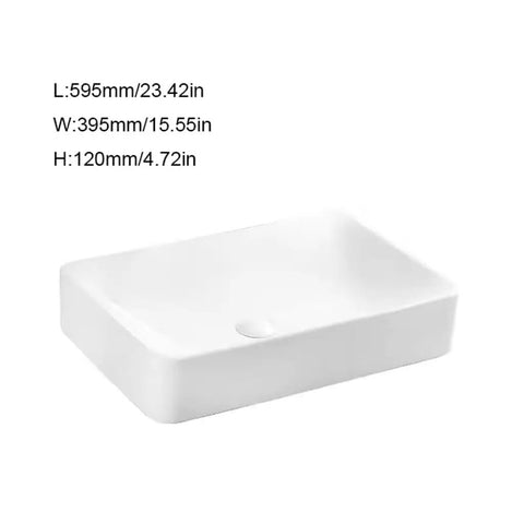 USZWBY Vessel Sinks Modern Minimalist Table Basin On The Counter Rectangular Washbasin Ceramic Art Bathroom Bowl Sink, 595mm x 395mm dimensions.