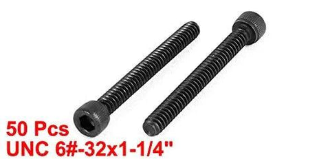 50 Piece Heavy Duty 12.9 Grade Alloy Steel Hex Socket Head Cap Screws Set UNC 6-32 X 1-1/4 Black Knurled Cap Bolts